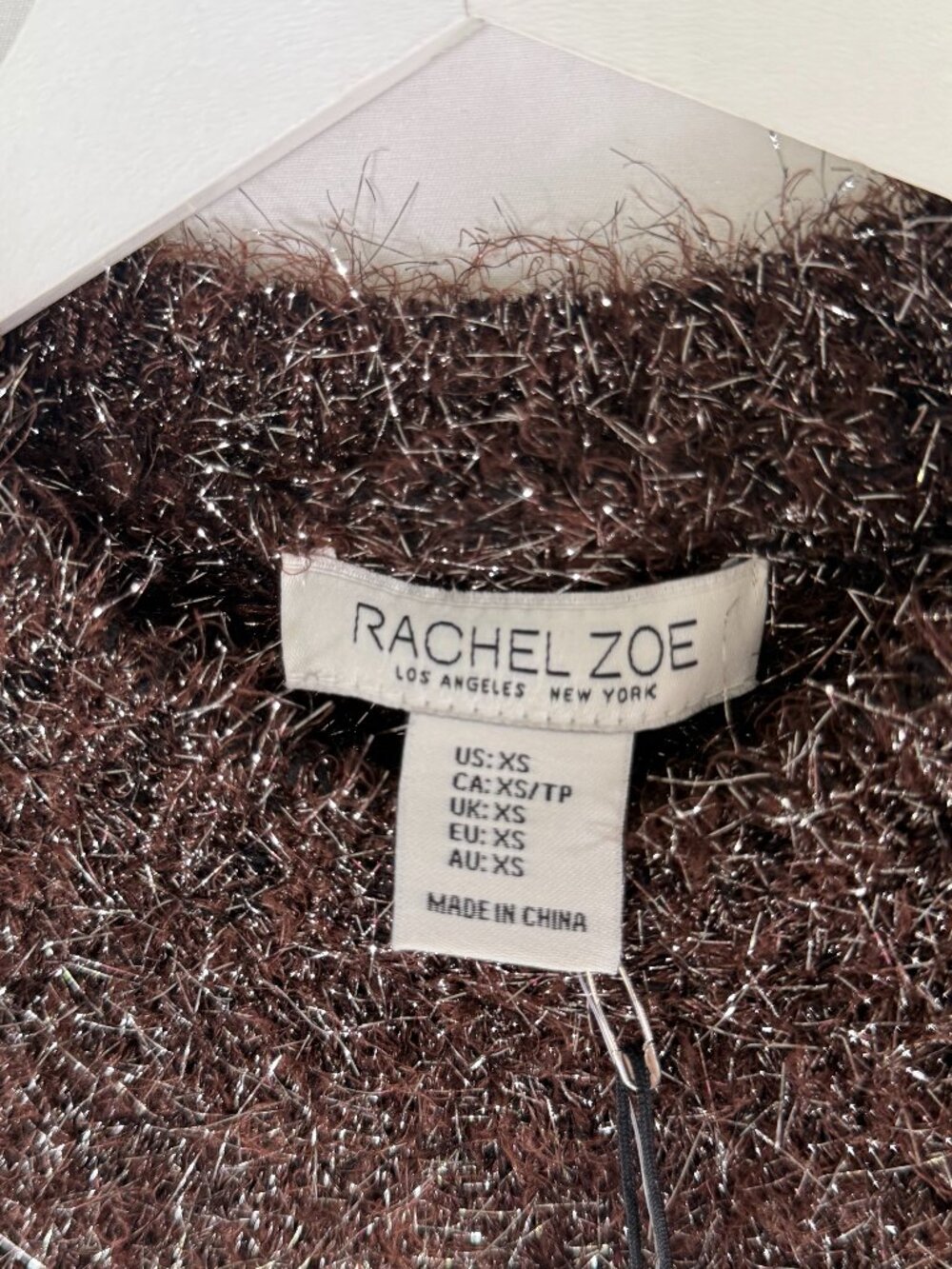 Rachel NWT Zoe Brown Sparkly Knit Top Size XS MSRP $52